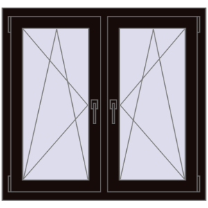 Okno plastikowe 1005x965 mm Dwuskrzydłowe. Widok od środka Zamów teraz Okna skrzydłowe 1005x965 mm REHAU ENERGY-SAVING SYNEGO MD BLACK_BROWN dwustronny