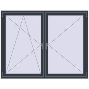 Buy Tilt-and-Turn 1800x1400 mm REHAU OPTIMUM EURO-DESIGN 70 ANTHRACITE_GREY_STRUKTURAL two-sided