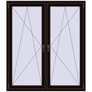 Okno plastikowe 1395x1600 mm Dwuskrzydłowe. Widok od środka Zamów teraz Okna skrzydłowe 1395x1600 mm REHAU ENERGY-SAVING SYNEGO MD BLACK_BROWN dwustronny