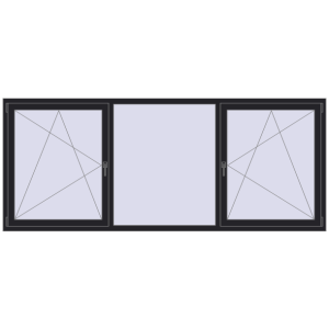 Buy Tilt-and-Turn 2800x1150 mm REHAU ENERGY-SAVING SYNEGO MD BLACK_ULTI-MATT two-sided