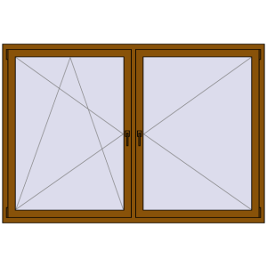 Buy Tilt-and-Turn 2050x1400 mm REHAU OPTIMUM EURO-DESIGN 70 GOLDEN OAK two-sided