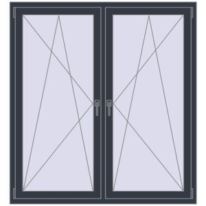 Buy Tilt-and-Turn 1545x1550 mm REHAU ENERGY-SAVING SYNEGO MD ANTHRACITE_GREY_STRUKTURAL two-sided