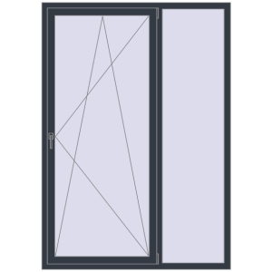 Okno plastikowe 1450x2050 mm Dwuskrzydłowe. Widok od środka Zamów teraz Okna skrzydłowe 1450x2050 mm REHAU OPTIMUM EURO-DESIGN 70 ANTHRACITE_GREY_STRUKTURAL dwustronny