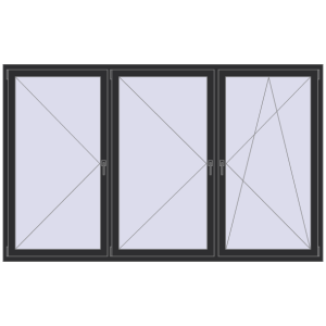 Zamów teraz Okna skrzydłowe 2600x1600 mm REHAU OPTIMUM EURO-DESIGN 70 ANTHRACITE_GREY_GLATT dwustronny