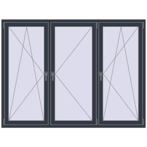 Zamów teraz Okna skrzydłowe 2000x1500 mm REHAU OPTIMUM EURO-DESIGN 70 ANTHRACITE_GREY_STRUKTURAL dwustronny