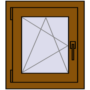 Okno plastikowe 500x560 mm Jednoskrzydłowe. Widok od środka Zamów teraz Okna skrzydłowe 500x560 mm CLASICTHERM 70 GOLDEN OAK dwustronny