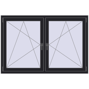 Zamów teraz Okna skrzydłowe 1605x1040 mm REHAU ENERGY-SAVING SYNEGO MD BLACK_ULTI-MATT dwustronny