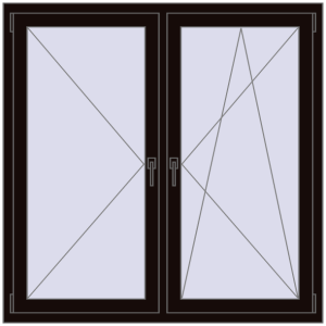 Buy Tilt-and-Turn 1350x1350 mm REHAU OPTIMUM EURO-DESIGN 70 BLACK_BROWN two-sided