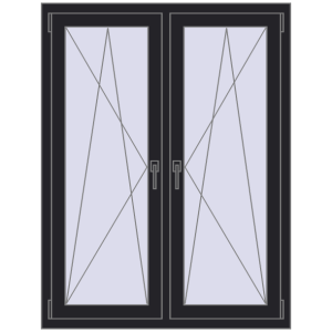 Okno plastikowe 1050x1370 mm Dwuskrzydłowe. Widok od środka Zamów teraz Okna skrzydłowe 1050x1370 mm REHAU ENERGY-SAVING SYNEGO MD BLACK_ULTI-MATT dwustronny