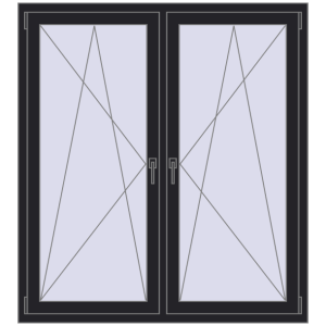 Zamów teraz Okna skrzydłowe 1425x1490 mm REHAU ENERGY-SAVING SYNEGO MD BLACK_ULTI-MATT dwustronny