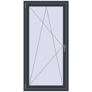 Zamów teraz Okna skrzydłowe 800x1600 mm REHAU OPTIMUM EURO-DESIGN 70 ANTHRACITE_GREY_STRUKTURAL dwustronny