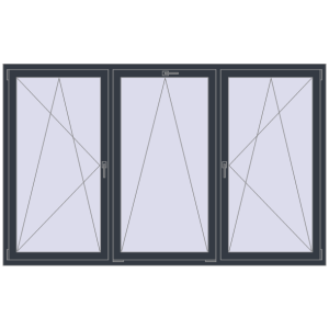 Buy Tilt-and-Turn 2400x1500 mm REHAU ENERGY-SAVING SYNEGO MD ANTHRACITE_GREY_STRUKTURAL two-sided