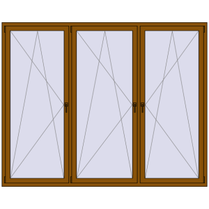 Buy Tilt-and-Turn 2500x2000 mm REHAU ENERGY-SAVING SYNEGO MD GOLDEN OAK two-sided