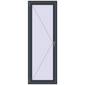 Okno plastikowe 700x2000 mm Jednoskrzydłowe. Widok od środka Zamów teraz Okna skrzydłowe 700x2000 mm REHAU OPTIMUM EURO-DESIGN 70 ANTHRACITE_GREY_STRUKTURAL dwustronny