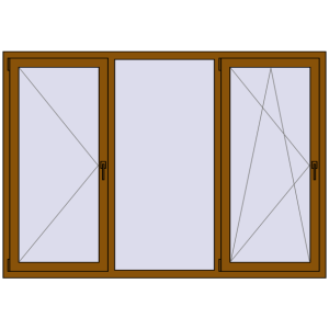 Buy Tilt-and-Turn 2070x1450 mm REHAU BRILLANT DESIGN GOLDEN OAK two-sided