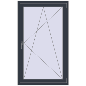 Buy Tilt-and-Turn 900x1400 mm REHAU OPTIMUM EURO-DESIGN 70 ANTHRACITE_GREY_STRUKTURAL two-sided