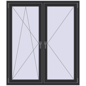 Buy Tilt-and-Turn 1300x1500 mm REHAU OPTIMUM EURO-DESIGN 70 ANTHRACITE_GREY_GLATT two-sided