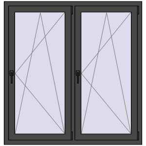 Zamów teraz Okna skrzydłowe 1300x1350 mm REHAU ENERGY-SAVING SYNEGO MD BASALT_GREY dwustronny