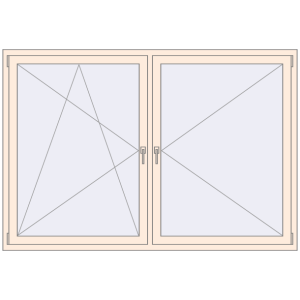 Buy Tilt-and-Turn 2050x1400 mm REHAU OPTIMUM EURO-DESIGN 70 CREAME_WHITE_50L-2 two-sided