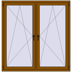 Buy Tilt-and-Turn 1500x1550 mm REHAU ENERGY-SAVING SYNEGO MD GOLDEN OAK two-sided