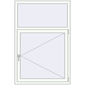 Okno plastikowe 980x1470 mm Jednoskrzydłowe z naświetlem. Widok od środka Zamów teraz Okna skrzydłowe 980x1470 mm REHAU BRILLANT DESIGN RAL 9016 Traffic white dwustronny