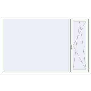 Plastic window 2200x1400 mm Double-leaf. View from inside Buy Tilt-and-Turn 2200x1400 mm REHAU OPTIMUM EURO-DESIGN 70 RAL 9016 Traffic white two-sided
