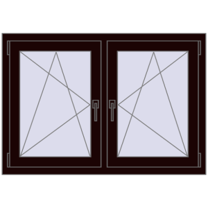 Okno plastikowe 1155x815 mm Dwuskrzydłowe. Widok od środka Zamów teraz Okna skrzydłowe 1155x815 mm REHAU ENERGY-SAVING SYNEGO MD CHOCOLATE_BROWN dwustronny