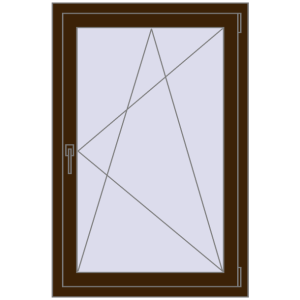 Okno plastikowe 800x1200 mm Jednoskrzydłowe. Widok od środka Zamów teraz Okna skrzydłowe 800x1200 mm REHAU ENERGY-SAVING SYNEGO MD DARK_OAK dwustronny