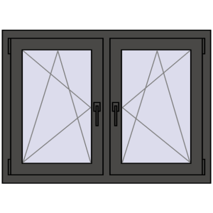 Okno plastikowe 1050x770 mm Dwuskrzydłowe. Widok od środka Zamów teraz Okna skrzydłowe 1050x770 mm REHAU ENERGY-SAVING SYNEGO MD BASALT_GREY dwustronny