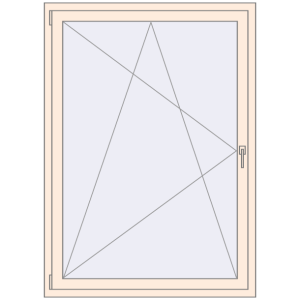 Okno plastikowe 1150x1600 mm Jednoskrzydłowe. Widok od środka Zamów teraz Okna skrzydłowe 1150x1600 mm REHAU OPTIMUM EURO-DESIGN 70 CREAME_WHITE_50L-2 dwustronny