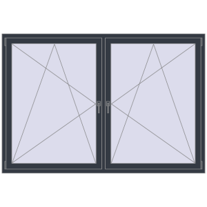 Buy Tilt-and-Turn 2070x1420 mm REHAU ENERGY-SAVING SYNEGO MD ANTHRACITE_GREY_STRUKTURAL two-sided