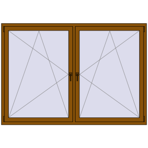 Buy Tilt-and-Turn 2100x1430 mm REHAU OPTIMUM EURO-DESIGN 70 GOLDEN OAK two-sided