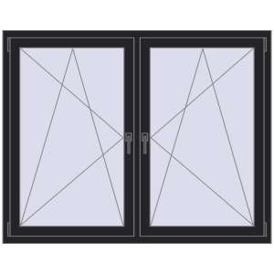 Zamów teraz Okna skrzydłowe 1605x1235 mm REHAU ENERGY-SAVING SYNEGO MD BLACK_ULTI-MATT dwustronny