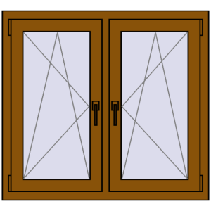 Okno plastikowe 1005x905 mm Dwuskrzydłowe. Widok od środka Zamów teraz Okna skrzydłowe 1005x905 mm REHAU ENERGY-SAVING SYNEGO MD GOLDEN OAK dwustronny