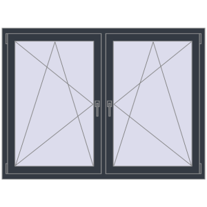 Zamów teraz Okna skrzydłowe 1620x1160 mm REHAU ENERGY-SAVING SYNEGO MD ANTHRACITE_GREY_STRUKTURAL dwustronny