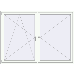 Plastic window 2100x1500 mm Double-leaf. View from inside Buy Tilt-and-Turn 2100x1500 mm REHAU OPTIMUM EURO-DESIGN 70 RAL 9016 Traffic white two-sided