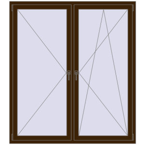 Buy Tilt-and-Turn 1600x1800 mm REHAU ENERGY-SAVING SYNEGO MD DARK_OAK two-sided
