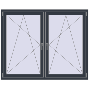 Zamów teraz Okna skrzydłowe 1620x1280 mm REHAU ENERGY-SAVING SYNEGO MD ANTHRACITE_GREY_STRUKTURAL dwustronny