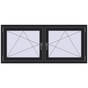 Zamów teraz Okna skrzydłowe 1485x650 mm REHAU ENERGY-SAVING SYNEGO MD BLACK_ULTI-MATT dwustronny