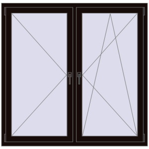 Buy Tilt-and-Turn 1480x1440 mm REHAU OPTIMUM EURO-DESIGN 70 BLACK_BROWN two-sided