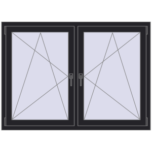 Zamów teraz Okna skrzydłowe 1530x1070 mm REHAU ENERGY-SAVING SYNEGO MD BLACK_ULTI-MATT dwustronny