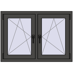 Okno plastikowe 1065x740 mm Dwuskrzydłowe. Widok od środka Zamów teraz Okna skrzydłowe 1065x740 mm REHAU ENERGY-SAVING SYNEGO MD BASALT_GREY dwustronny