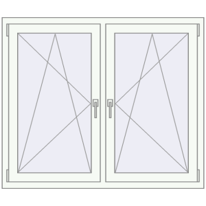 Okno plastikowe 1300x1100 mm Dwuskrzydłowe. Widok od środka Zamów teraz Okna skrzydłowe 1300x1100 mm EPSILON OPTIMA RAL 9016 Traffic white dwustronny
