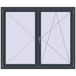 Buy Tilt-and-Turn 1500x1250 mm REHAU OPTIMUM EURO-DESIGN 70 ANTHRACITE_GREY_STRUKTURAL two-sided