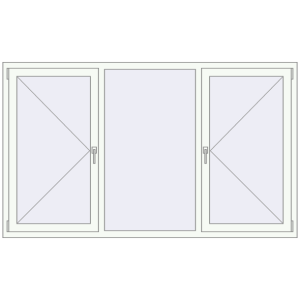 Buy Tilt-and-Turn 2100x1250 mm REHAU OPTIMUM EURO-DESIGN 70 RAL 9016 Traffic white two-sided