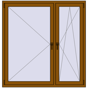 Buy Tilt-and-Turn 1450x1500 mm REHAU OPTIMUM EURO-DESIGN 70 GOLDEN OAK two-sided
