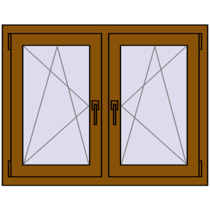 Okno plastikowe 1005x815 mm Dwuskrzydłowe. Widok od środka Zamów teraz Okna skrzydłowe 1005x815 mm REHAU ENERGY-SAVING SYNEGO MD GOLDEN OAK dwustronny