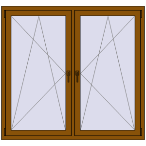 Buy Tilt-and-Turn 1500x1400 mm REHAU OPTIMUM EURO-DESIGN 70 GOLDEN OAK two-sided