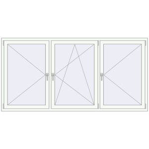 Buy Tilt-and-Turn 2400x1200 mm REHAU OPTIMUM EURO-DESIGN 70 RAL 9016 Traffic white two-sided