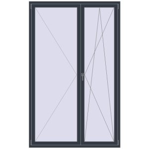 Buy Tilt-and-Turn 1500x2400 mm REHAU ENERGY-SAVING SYNEGO MD ANTHRACITE_GREY_STRUKTURAL two-sided